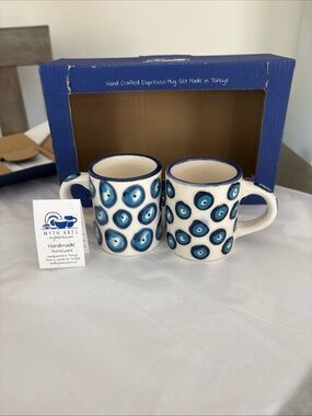 Myth Arts Turkish hand Painted Expresso Coffee cup set NIB